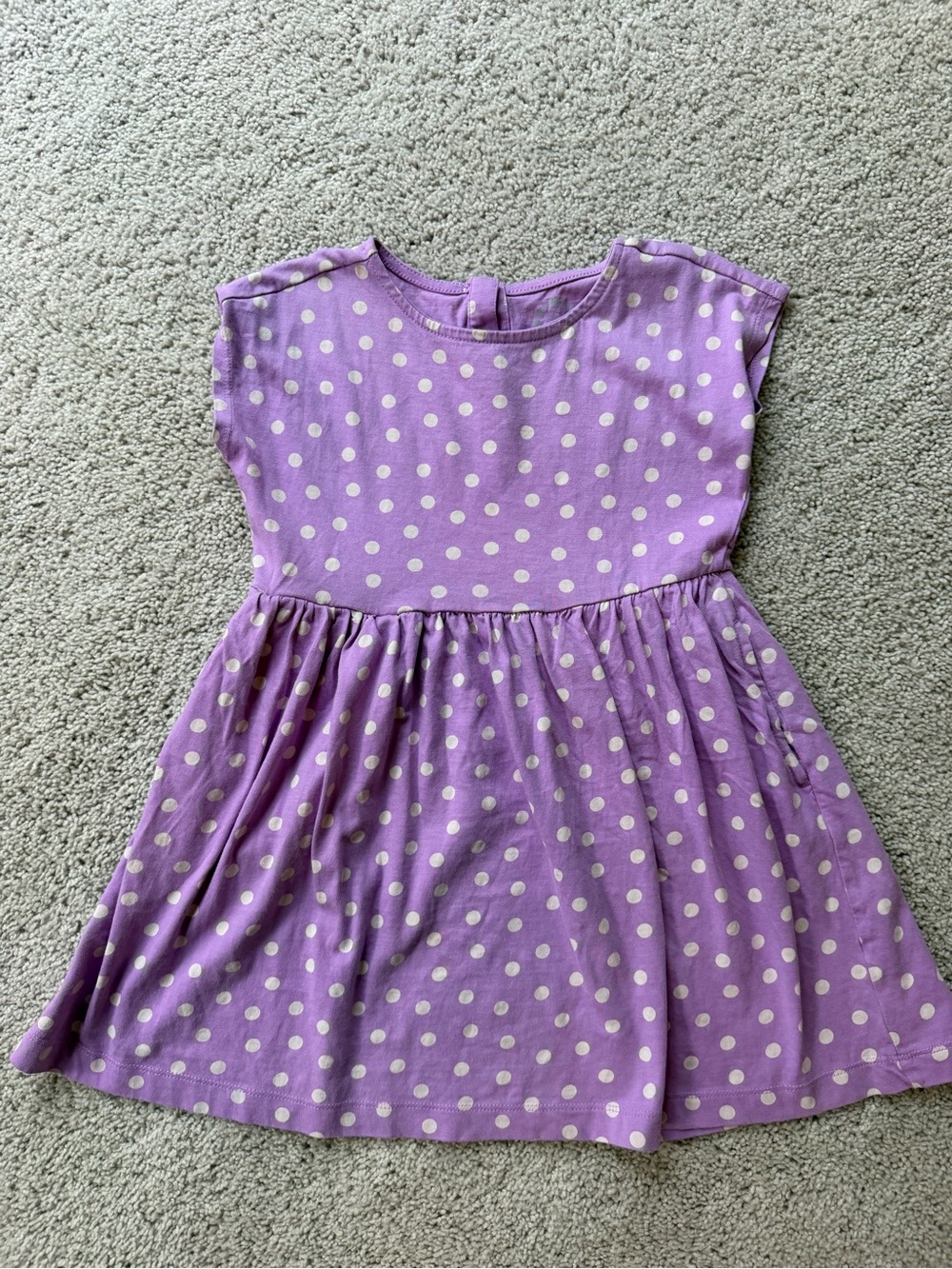 Primary Girls 4 Lavender Polka Dot Cotton Dress